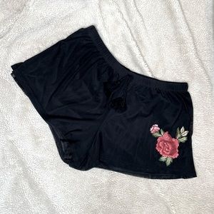 Like New Embroidered Black Mesh Shorts | Size XL